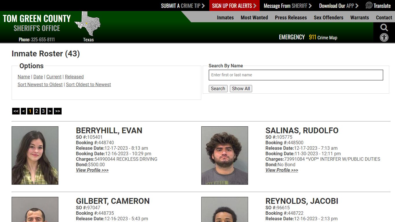 Inmate Roster (32) - Tom Green County Sheriff